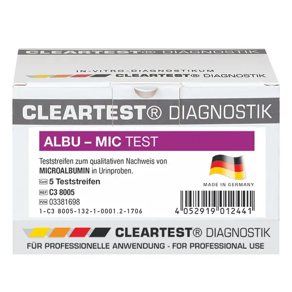 Cleartest MicroAlbumin Rapid Test Strip (Urine) - Pack of 30 - Single Sealed