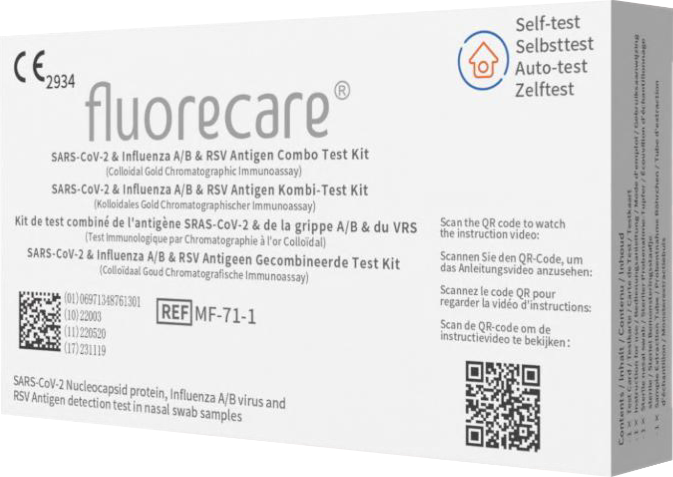 Fluorecare SARS-CoV-2 & Flu A/B & RSV Antigen Combo Self Test